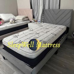 Twin Size Bed Frame With Pillow Top Mattress Included 
