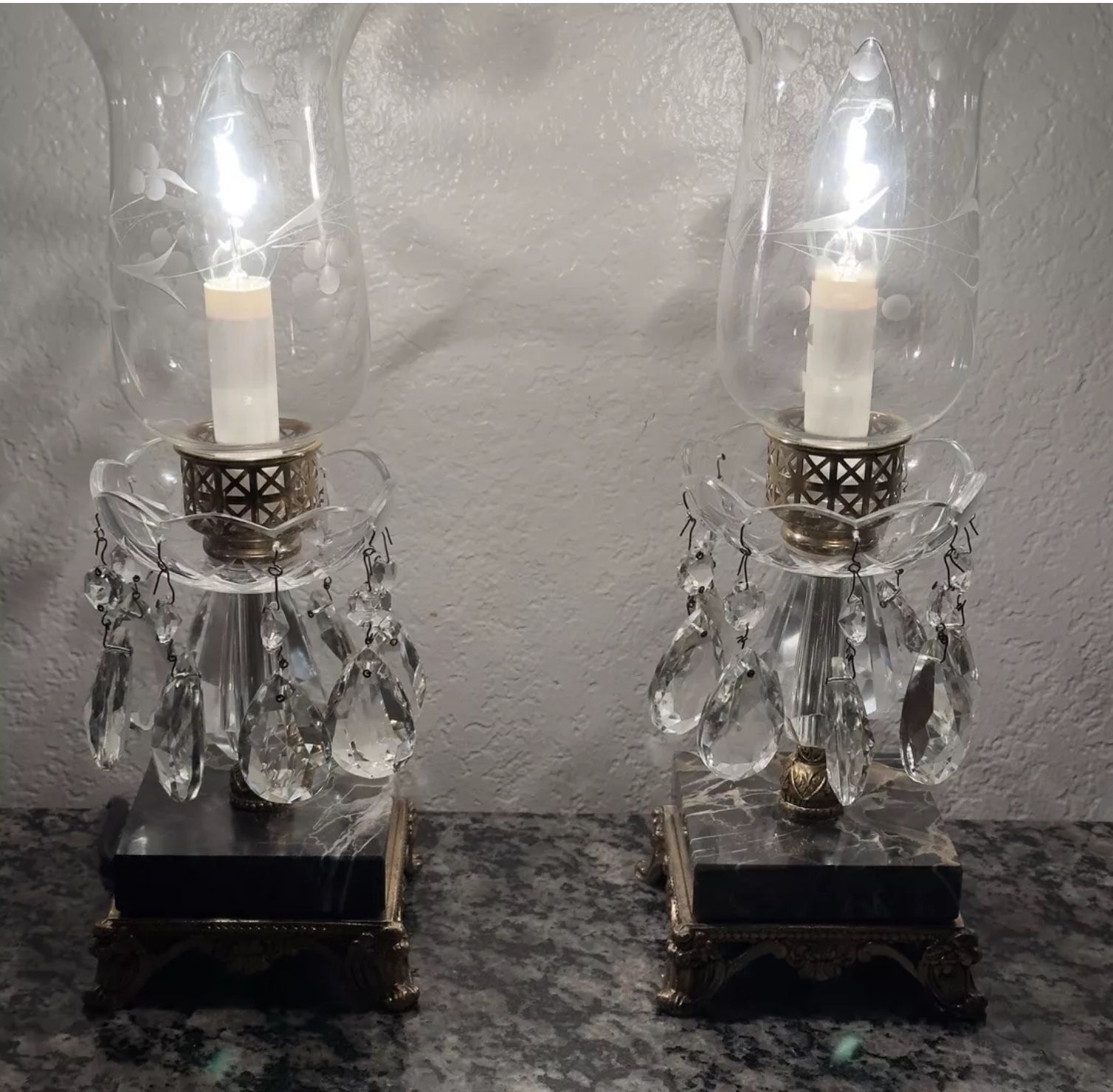 **VTG* Elegant** Solid Brass & Marble/Mid Century/ Hollywood Regency Lamps