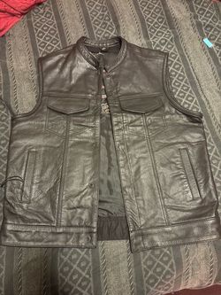 VIKING CYCLE GENUINE LEATHER VEST SIZE LARGE