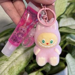 Labubu Key Chain With Lip Oil