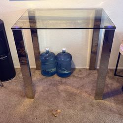 Very Nice Tall Glass And Stainless Steel Table No Chairs Just Table 65 $ Or Best Offer!! 