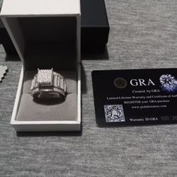 New Women's GRA Moissanite 925 Silver Iced Out Ring!!!