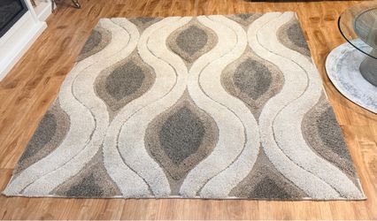 New Safavieh Florida Shag Area Rug (6'7" x 6'7" Square) – Cream/Smoke