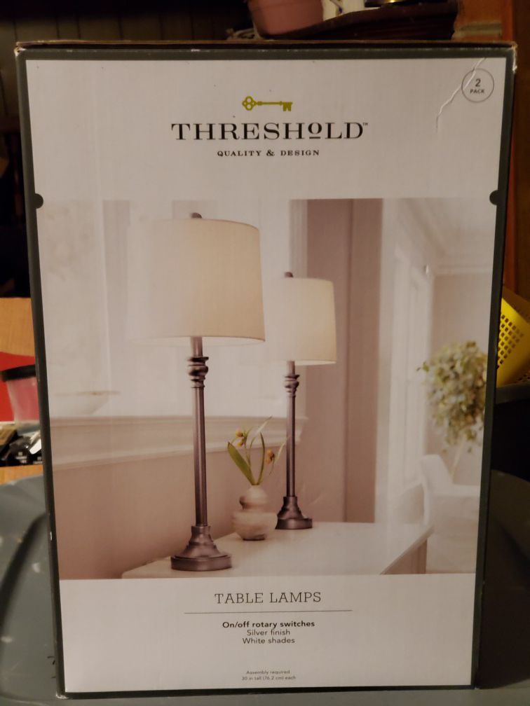 Threshold 2 Pack Satin/Silver Lamps - NEW