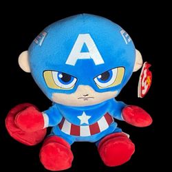 MARVEL ty Captain America stuffed animal mascot plush for boys and girls NWT