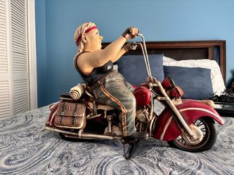 Vintage Biker Lady Fat Girl On Indian Motorcycle