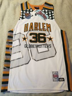 MEADOWLARK LEMON Harlem Globetrotters #36 stiched White Platinum FUBU jersey Size Adult Medium NWT