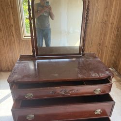 Old Dresser And Mirror