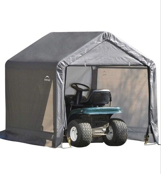ShelterLogic 6' x 6' Shed-in-a-Box All Season Steel Metal Frame Peak Roof Outdoor Storage Shed with Waterproof Cover and Heavy Duty Shed Storage Tent