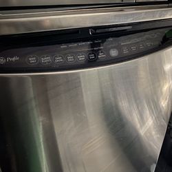 GE Profile Stainless Steel Dishwasher And GE Profile Over The Range Microwave 
