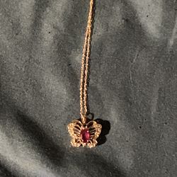 1 Gold Ruby Butterfly Necklace 