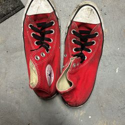 Red High top Converse Vans