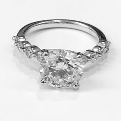 Engag. Ring ,14k WG. LG Diamonds=3.56cts 