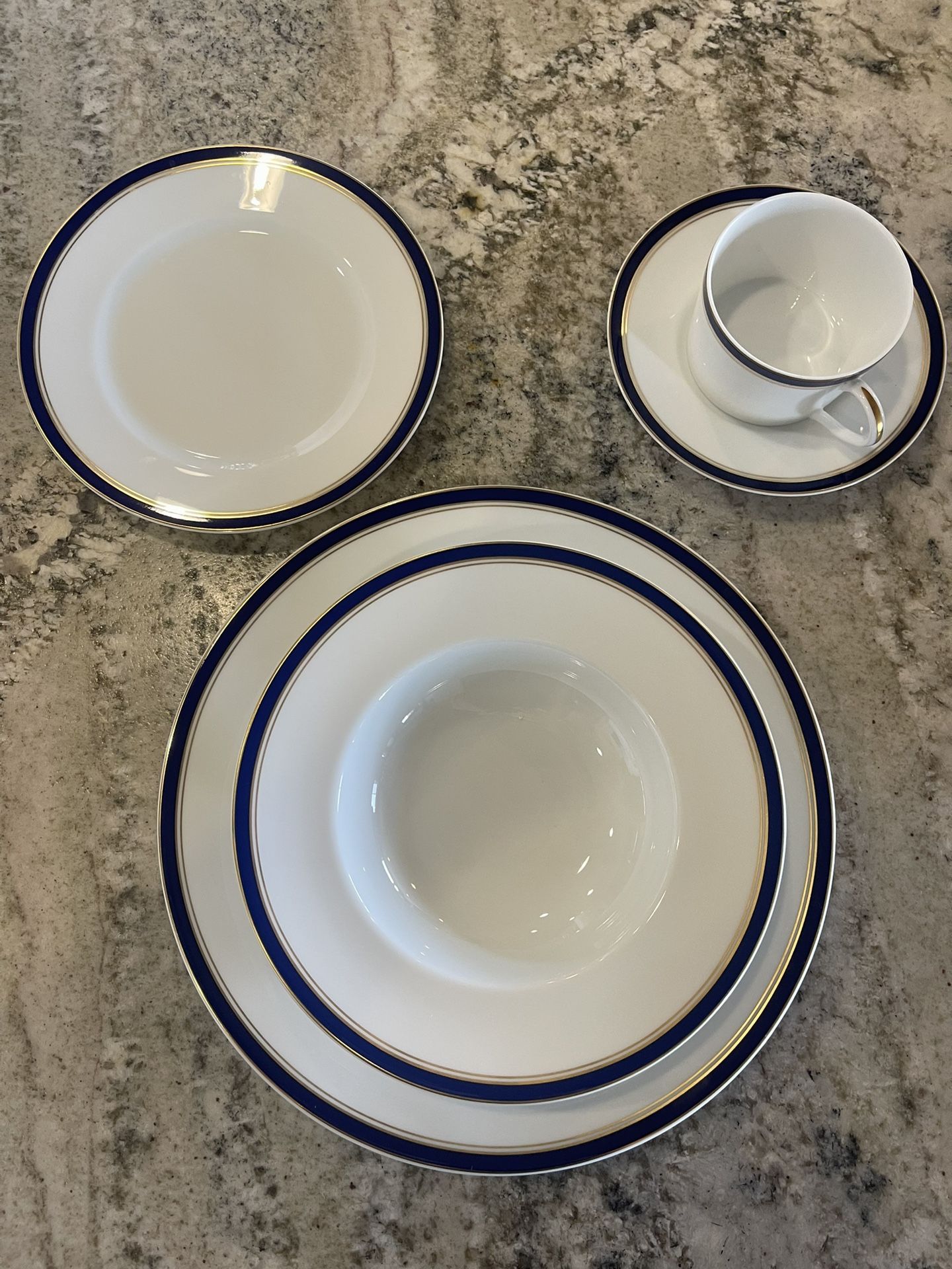 Raynaud Limoges Blue Cobalt China Set Diplomat