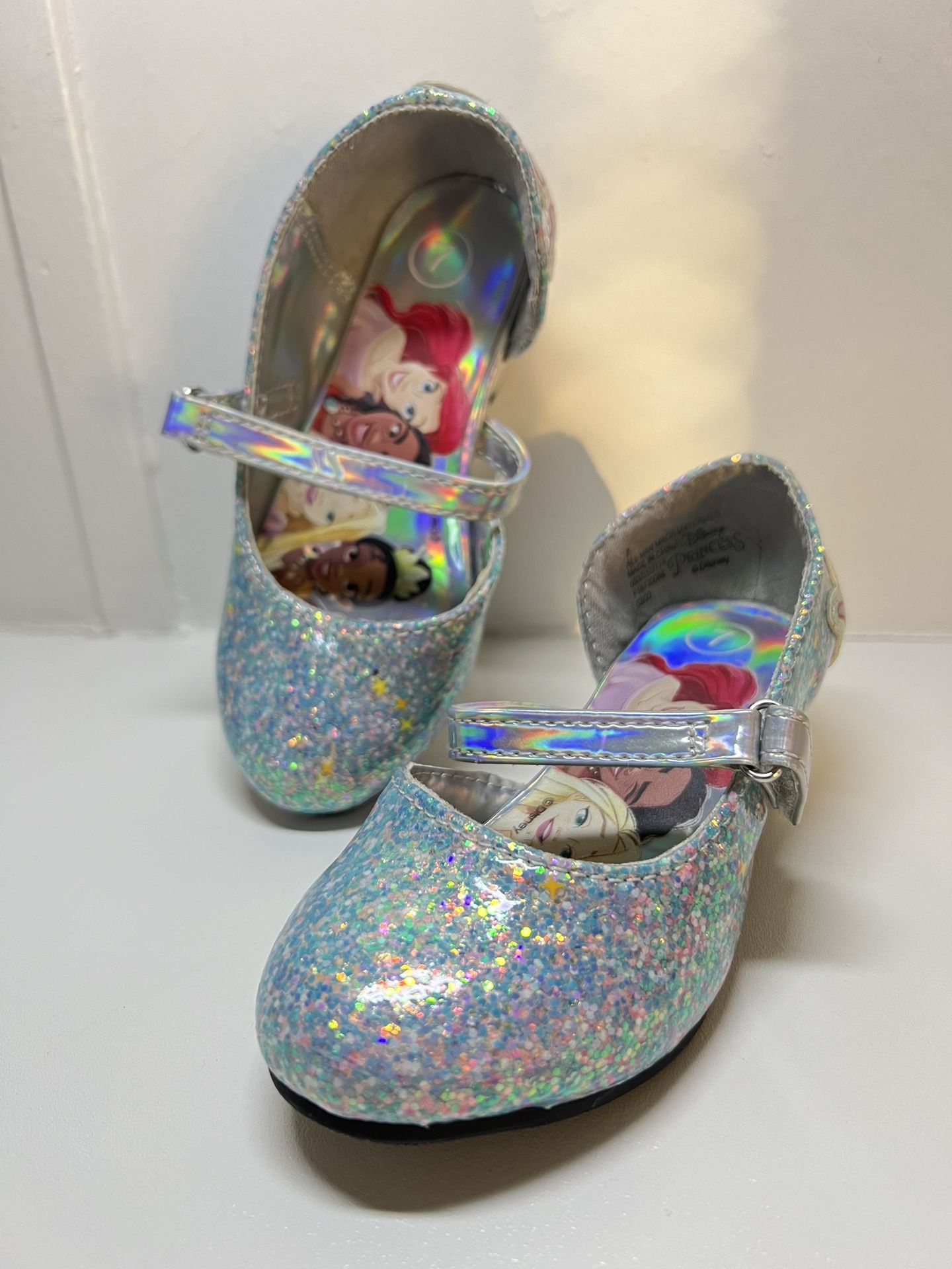 Disney Little Girls Princess Pink Iridescent Glitter Shoes Size 7