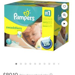 Pamper Swaddlers 216 Count Size 1