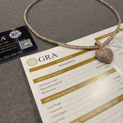 Moissanite Tennis Chain And Heart Pendant