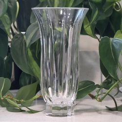 Noritake Vendome 8" Crystal Flower Vase - Full Lead Flared Cut Glass, Heavy Hex Base 🌹 ✨️ 