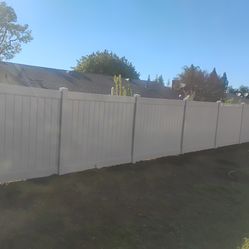 Tan vinyl fence