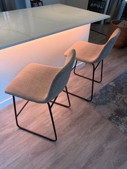 Modern Gray Upholstered Dining Chairs (Set of 2) – Good Condition - Moving Sale!