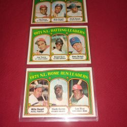 3 Vintage Old Topps 1971 Leaders Baseball Cards - Hank Aaron, Willie Stargell, Joe Torre