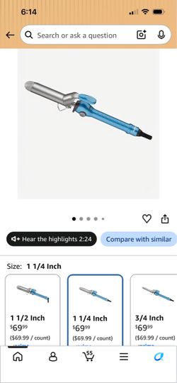 Curling Iron 1 1/4 Inch Blue and Silver