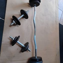 Standard Weight Set Curl Bar and Dumbbells 