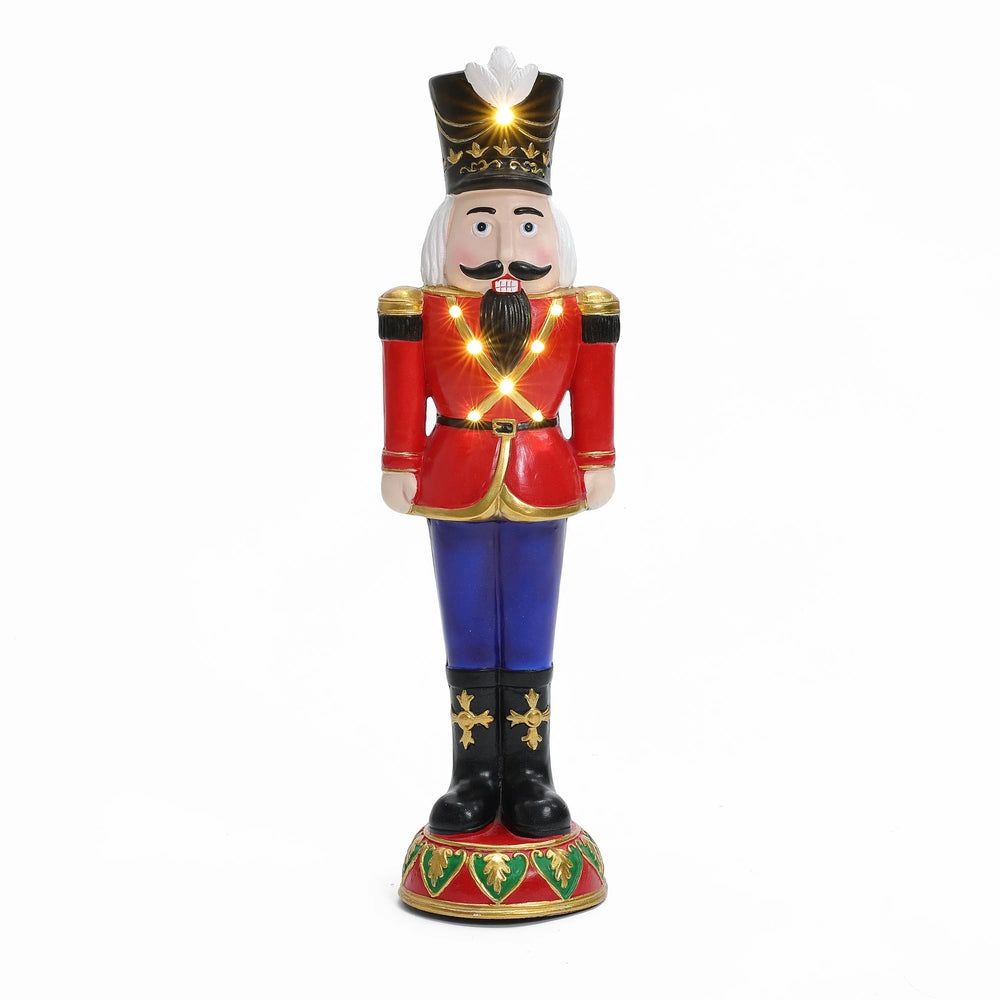 Open Box Traditional nutcracker soldier in red with lights, 2ft tall Hd2132-s