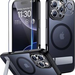 new iPhone 16 Pro Max Case with Kickstand[Compatible with MagSafe] [16 FT Military Grade Protection] Slim Translucent Matte Shockproof Phone Case,6.9"