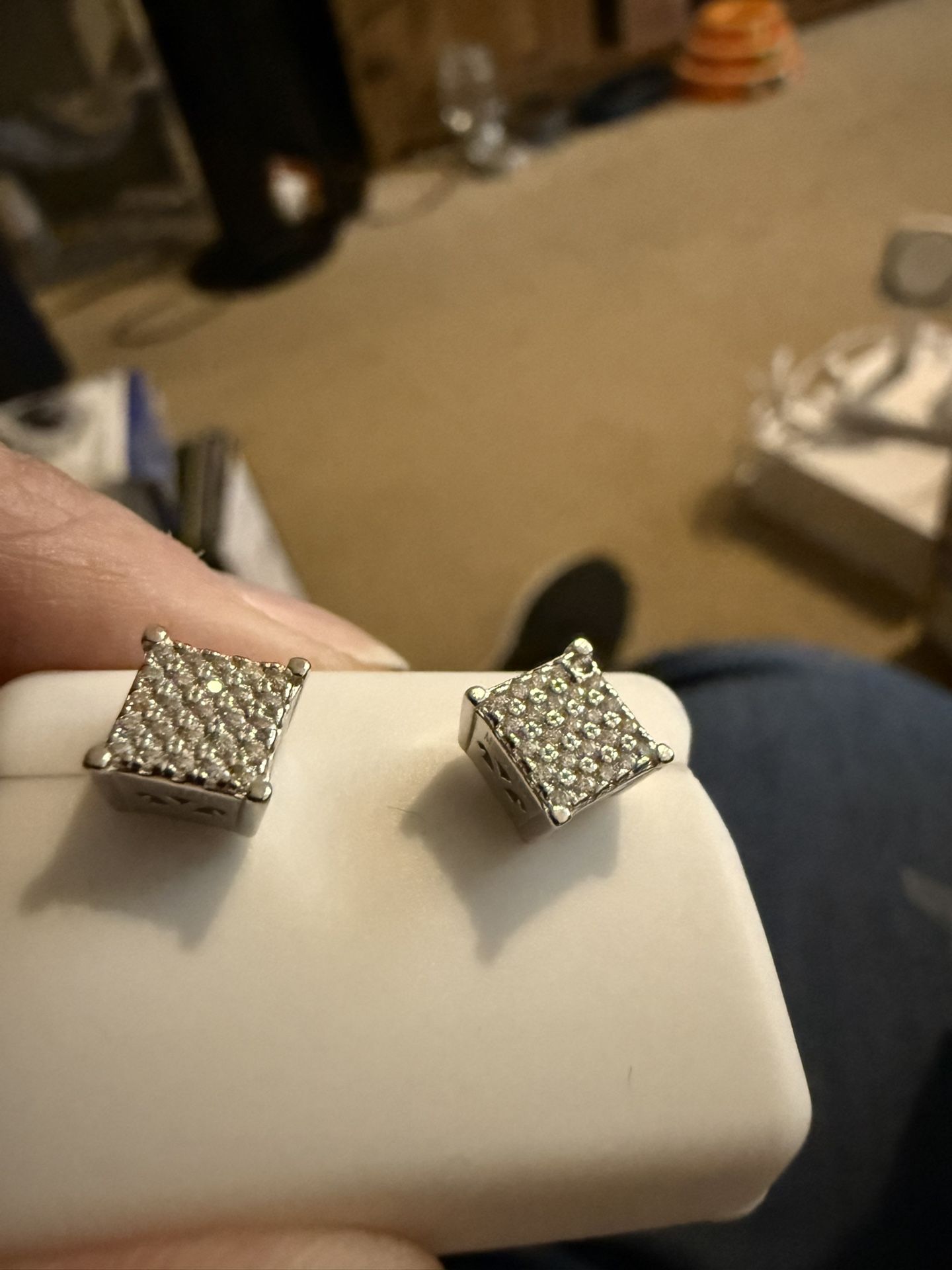 Sterling Silver Moissanite square earrings