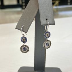 14K Blue,White & Black Natural Diamond Earrings 1/2ct