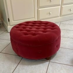 Red Tufted Ottoman