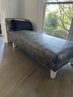 Metallic Grey Faux-Crocodile Chaise Lounge