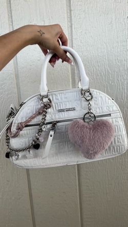 Steve Madden White Logo Embossed Dome Handbag