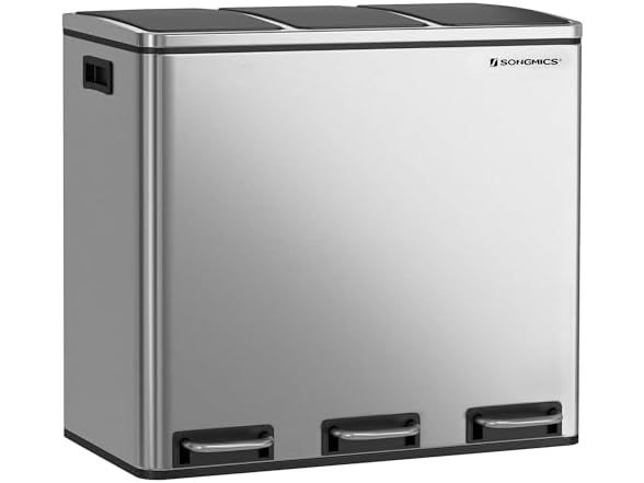SONGMICS Trash Can, 3 x 4.8 Gallon Garbage Can