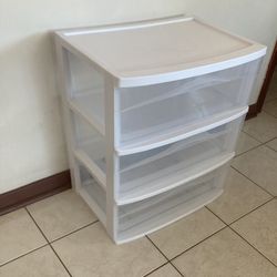 3 Drawer Wide White Storage Unit 