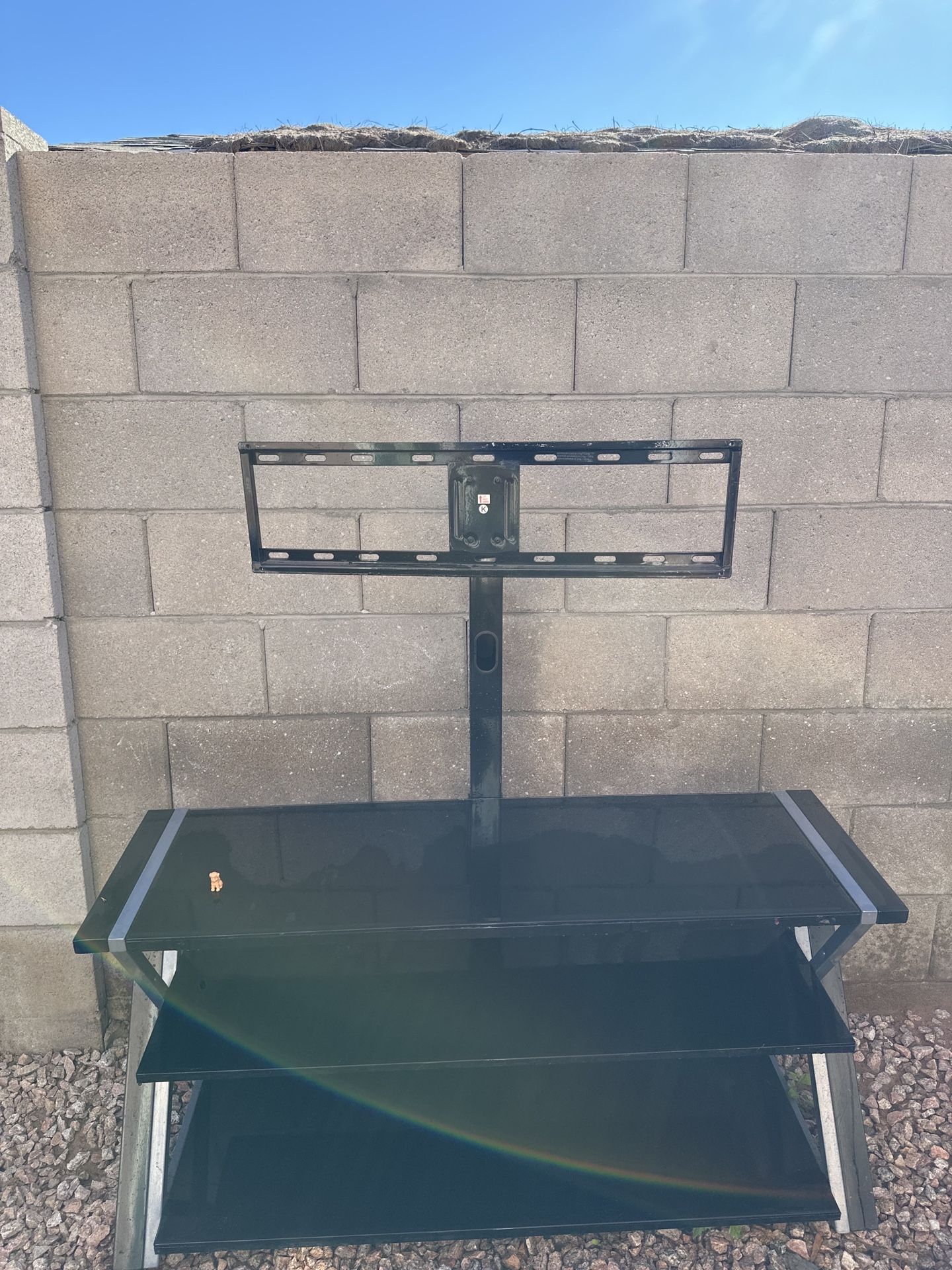 Black Glass TV Stand With Mount (Up to 55–65”)