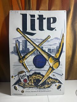 Denver Nuggets Miller Lite Metal Wall Sign