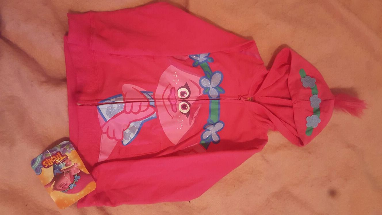 Pink trolls hoodie size 5