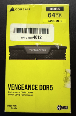 Corsair Vengeance 64GB (2x32GB) DDR5-5200 RAM – Fully Tested, Original Box