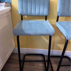 4 Light Blue Bat Stools, Bar Height