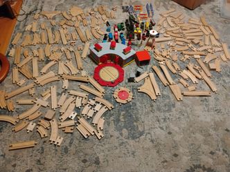 Large Wooden Thomas/brio Train Track Set with Trains and Accessories