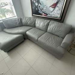 Gray Leather Sectional Couch - Modern & Comfortable