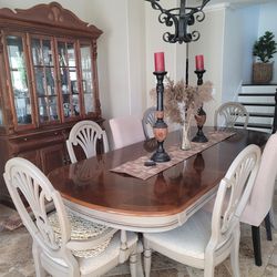 Dinning Table, Chairs And Hutch 