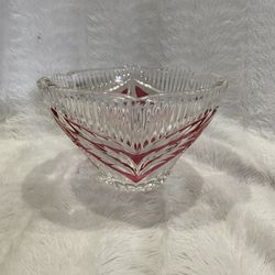 Vintage Enesco Lead Crystal And Ruby Bowl 