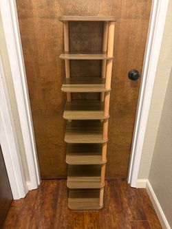 8 Tier Narrow Shoe Rack Tower Vertical Wooden Storage Organizer Walnut