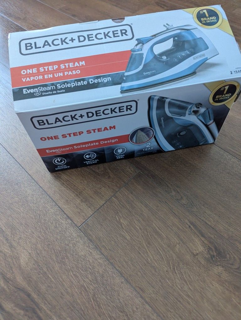 BLACK+DECKER Steam Iron Retractable Cord Gray: 1200W Nonstick Soleplate, Anti-Drip, Vertical Steam, Comfort-Grip Handle