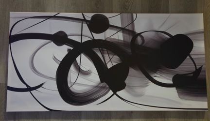 Large Black & White Abstract Canvas Wall Art – 24" × 48"