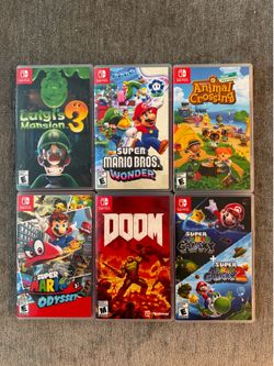 Nintendo Switch Games Lot — Mario, Animal Crossing, DOOM