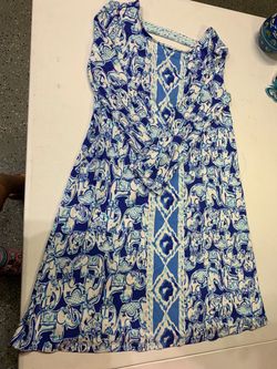 Lilly Pulitzer Ophelia Swing Dress in the "Get Trunky" blue and white elephant print pick up in Coral Springs 33071